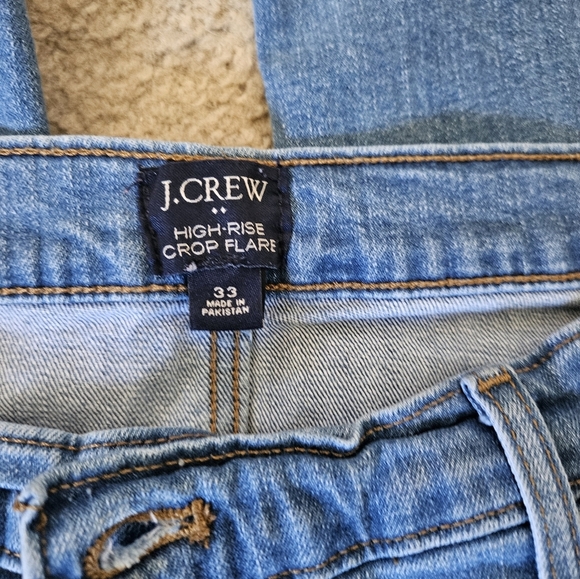 J. CREW High Rise Flare Crop Denim Jeans Button Fly Women Sz 33 - Picture 5 of 6
